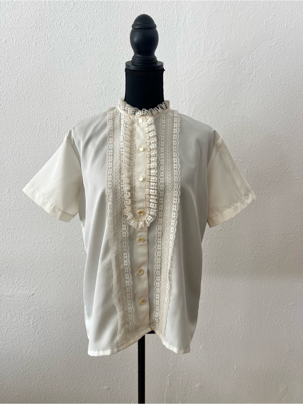 Vintage Lace Trimmed Edwardian Victorian Cottage Fairy Cream Blouse